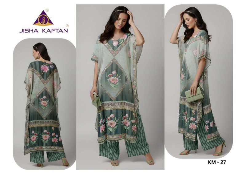 Kaftan Co Ord Set With Value Addition Vol 4 By Jisha Poly Feather Silk Kaftan 